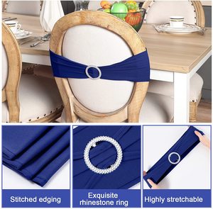 10/50 pièces ceintures de chaise élastiques avec couverture arrière, nœuds de boucle pour décoration de mariage, nœud de fête, événement, anniversaire, Banquet, décoration extensible - Product Image 3