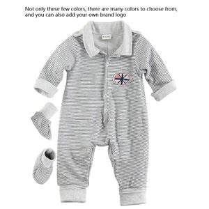 Yeni organik pamuk yarım açık tulum uzun kollu çift katmanlı ayak koruyucu bebek küçük yaka bebek tulum tulum 2-piece Set - Product Image 5