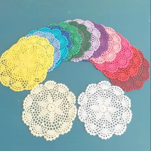 Crochet Handmade Lavorato A Maglia Del Merletto Sottobicchieri Stuoia della Tazza 4 pollici per le Bevande Decorazione Della Casa Naturale Stuoia della Tazza Del Cotone Coaster