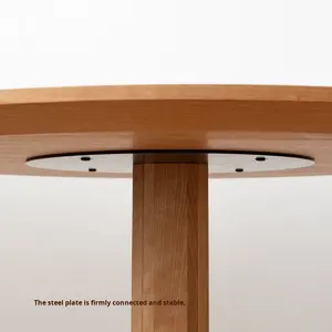 Red Oak Round Dining <b>Table</b> Japanese Style Compact Modern Design for Small Spaces No Assembly Required Dining Room Furniture - Product Image 5