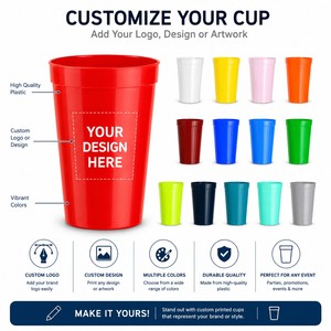 Vasos de Plástico Reutilizables con Logotipo Personalizado para Fiestas, Cumpleaños, Picnics, Eventos Deportivos, Bodas, Estadios, Regalos Promocionales, Vasos para Bebidas - Product Image 3