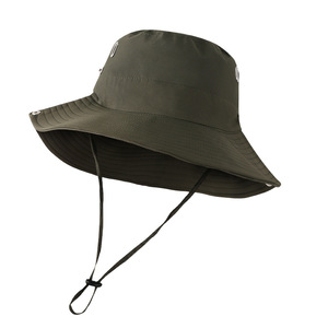Summer Outdoor Sun Hat Wide Brim Breathable Drawstring Camping Hiking Solid Color Adult Unisex Sports Cap - Product Image 5
