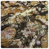 Tissu jacquard imitation brocart Yunjin, motif floral médaillon ondulé avec fil métallique doré pour gilet, manteau, jupe, sac à main