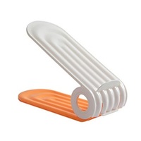 Étagère à chaussures pliable réglable à double couche en plastique, design gain de place, sans installation requise, solution de rangement pour armoire à chaussures
