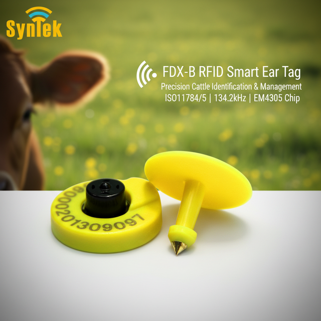 FDX-B Cow RFID Cattle Ear Tag Animal RFID Smart Earring Cattle Identification Ear Tag for Livestock Farm Management