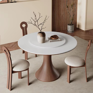 2025 moderno tavolo da pranzo in legno massello con piano in pietra, medio antico stile francese-americano per famiglie e piccoli appartamenti - Product Image 2