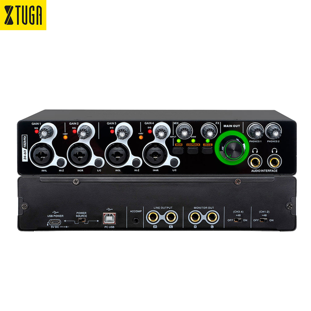 Xtuga E-44 New Arrival 4-Channel Professional USB Audio Interface Universal Sound Card
