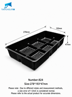 Barquette alimentaire jetable noire à 6 compartiments en plastique PET, boîte à gâteaux, biscuits et pâtisseries à 6 fentes, emballage pour boulangerie, logo personnalisé