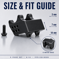 Dudukan Batang yang Dapat Disesuaikan, CNC Aluminium Alloy Hitam, Cocok untuk Mobil Model RC Crawler 1/24, Aksesoris Suku Cadang Upgrade