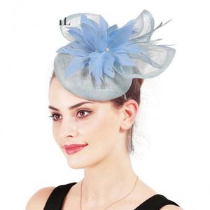 Sombrero de Mujer de Cuatro Capas de Alta Gama, Estilo Europeo Americano, Tocado de Plumas para Novia, Sombrero de Gasa para Iglesia - Product Image 2