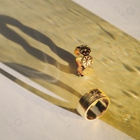Gemnel Großhandel Messing Maßgefertigter Schmuck 18k Vergoldeter Starburst CZ Breiter Band Chunky Ring