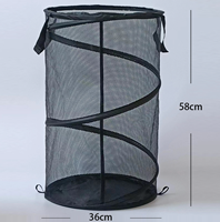 Grand panier à linge pliable cylindrique, design en maille durable, sac de rangement multifonctionnel pour vêtements et linge domestique