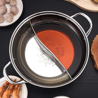 Restaurant Cuisine Acier Inoxydable Marmite Simple Double Divisé Saveurs Shabu Hotpot Bassin Avec Couvercle En Verre