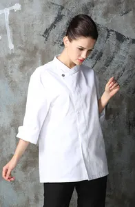Check-out vestiti da chef di design più recenti e uniformi da chef resistenti al lavaggio per abbigliamento da chef di hotel e ristoranti