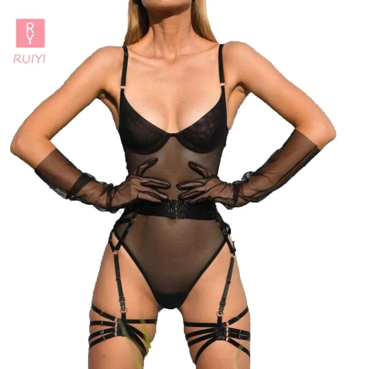 RUIYI body stockings one piece mature women sexy lingerie lingerie jumpsuit see through bodysuit