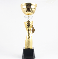 Trophées et récompenses vierges en métal à grande coupe et base carrée noire, pour événements sportifs, compétitions de discours, vente en gros, bon marché