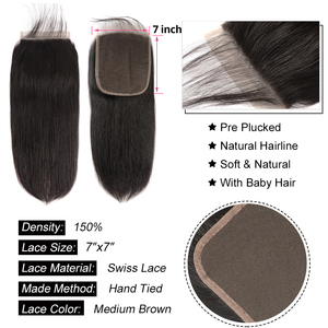 Nhà Máy Trực Tiếp Tóc Nhà Cung Cấp HD Ren Phía Trước Đóng Cửa Tóc Con Người 2X6 4X4 5X5X5 6X6 7X7 Xương Thẳng Tự Nhiên Màu Đen Tóc Với Đóng Cửa - Product Image 6