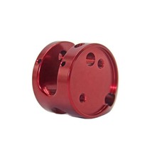 Manchon de couplage circulaire en aluminium usiné avec précision OEM, anodisation rouge personnalisée avec trous filetés radiaux et axiaux