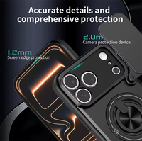 Compatible avec l'étui de téléphone 17 Pro Max pour iPhone 11 12 13 14 15 16 Pro Max Fenêtre coulissante magnétique Simple 2 en 1 Porte-bague