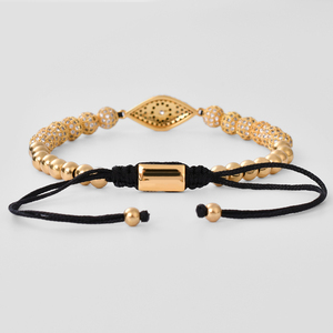Braccialetto F306 fatto a mano con micro intarsi CZ, occhi arcobaleno, ciondolo, bracciale regolabile in macramè con grandi occhi del diavolo - Product Image 5