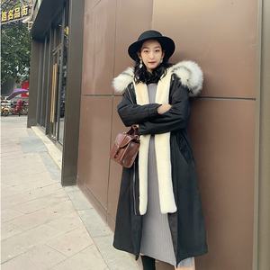 2019 nuova versione coreana <span class=keywords><strong>cappotto</strong></span> Parka in finta pelliccia <span class=keywords><strong>di</strong></span> <span class=keywords><strong>visone</strong></span> fodera staccabile motivo a quadri con bottone da donna <span class=keywords><strong>cappotto</strong></span> invernale medio <span class=keywords><strong>lungo</strong></span> - Product Image 4