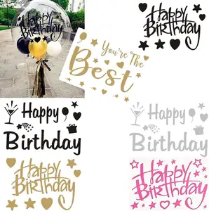 Happy Birthday Bobo Ball Transparent Balloon Sticker Wedding Bobo Balloon Stickers