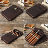Humidor à cigares de haute qualité, artisanal, en cuir Crazy Horse vintage, pour 6 cigares, boîte à cigares personnalisée
