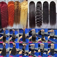 Perruque Lace HD Transparente Cheveux Humains Vierges Brésiliens Ondulés Profonds Indiens 13x4/13x6 40 Pouces Sans Colle Résistante à la Chute