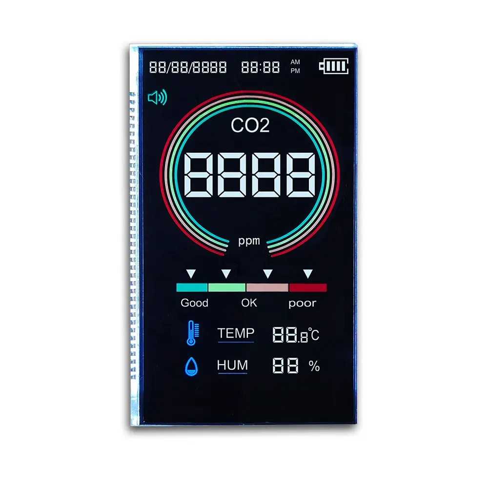 OEM Custom ized LCD Screen Panel 4-stelliges TN VA Negativ Schwarz Benutzer definiertes 7-Segment-LCD für CO2-Messgerät