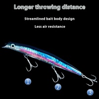 Leurre flottant imprimé en ABS de 14,5 cm/20 g avec hameçons pour lancer longue distance, appât dur pour la pêche au bar, à la truite, en mer, en eau douce, en rivière