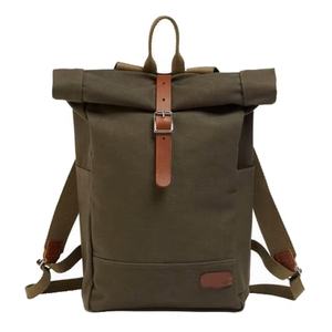 Free sample Women's Recycled <b>Roll</b>-<b>Top</b> <b>Backpack</b> with Custom Black Print Design for Outdoor Sports and Casual Laptop - Product Image 5