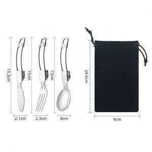 Ensemble de couverts de voyage pliables en acier inoxydable avec logo personnalisé pour les événements en plein air et les cadeaux promotionnels - Product Image 2