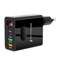 Chargeur mural de téléphone portable Usb Qc3.0 avec nous Uk Eu 45w PD chargeur de téléphone rapide et adaptateur chargeur de téléphone mural à affichage numérique