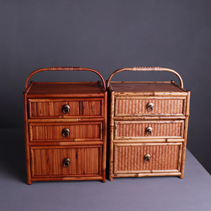 Bamboo Storage Cabinet With Handle Portable <b>Rectangle</b> Standing Type For Organizing Cabinets - Product Image 2