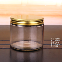 Stoples Kaca dengan Tutup Logam Mulut Lebar 16oz 9oz 6oz 8oz 4oz 12oz Stoples Kaca Sisi Lurus Stoples Lumpur