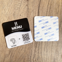 Plaque autocollante en acrylique avec puce NFC 13,56 MHz, appuyez pour évaluer la carte NFC de table Google Review pour les menus de restaurants et cafés