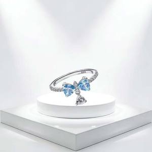 Nuevo <span class=keywords><strong>Anillo</strong></span> de Plata 925 con Diseño de Lazo Azul, Corazón, Flor Morada, Abeja, Espécimen ME, Corona, Rosa y Concha, Joyería Exquisita DIY, Regalo 2026 - Product Image 5
