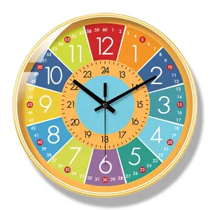 बच्चों सीखने घड़ी धातु शैक्षिक घड़ी बताओ समय 12 इंच रंगीन दीवार घड़ी बच्चों के कमरे अध्ययन कक्ष बच्चो प्रारंभिक शिक्षा