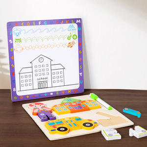 Unisex Montessori <span class=keywords><strong>2</strong></span>-in-1กระดานวาดภาพปริศนาโลโก้ปรับแต่งได้ของเล่นไม้เกมการศึกษาที่สนุกสำหรับเด็กวัยหัดเดิน - Product Image 5