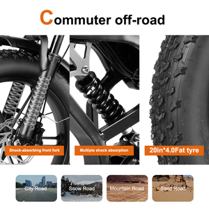 Bicicleta Eléctrica de Montaña QMWHEEL V20 Pro de 20 Pulgadas, Envío Rápido desde Almacén en la UE, 48V <span class=keywords><strong>MTB</strong></span>, Bicicleta Eléctrica V8 con Frenos de Disco Dobles, Bicicleta Eléctrica con Llantas Anchas - Product Image 4