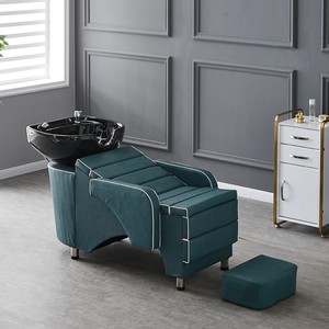 Cama de lavado de cabello para peluquería con cabezal de ducha, tipo sillón y semi-reclinable para masajes - Product Image 2