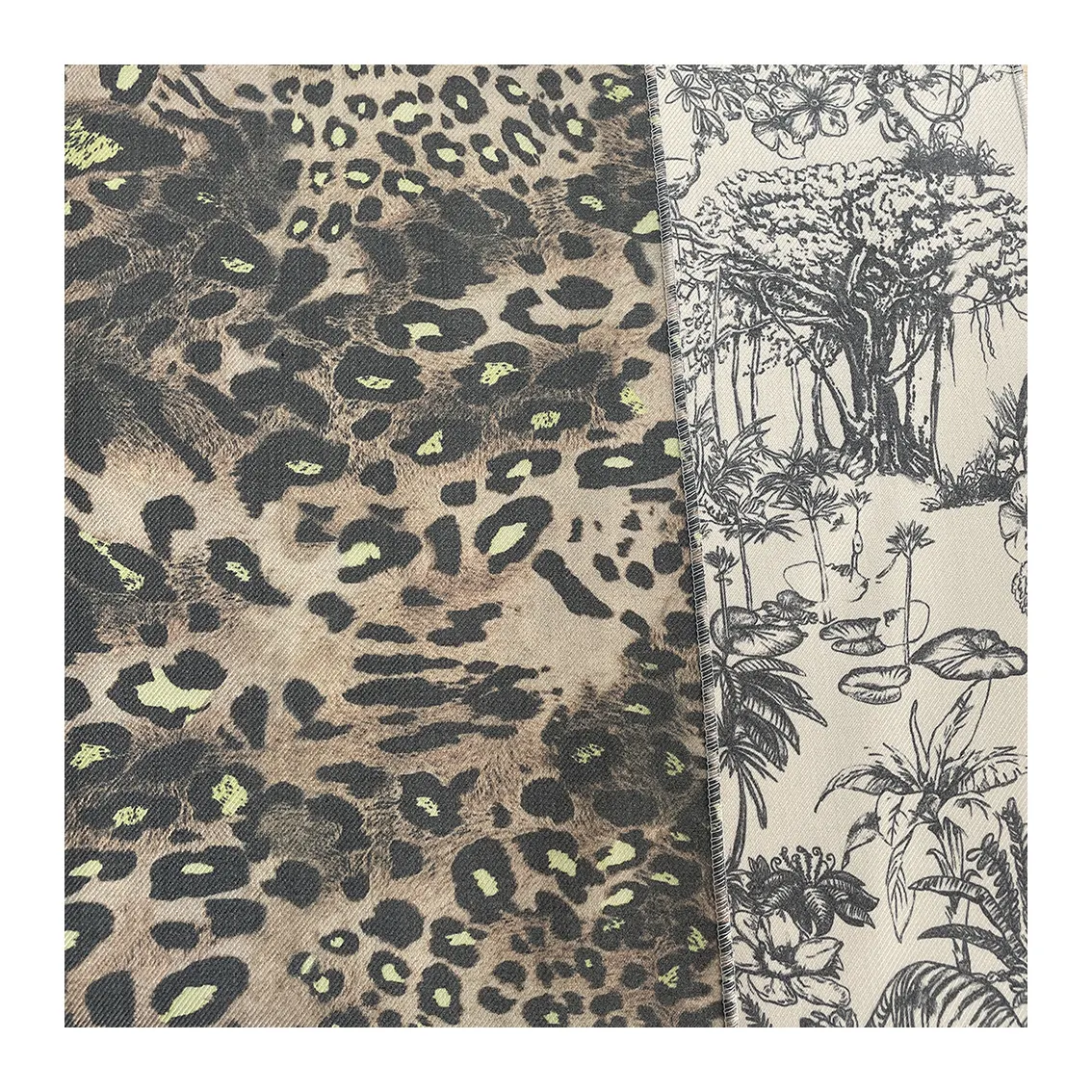 Produits de qualité BC Tissu sergé en polyester de laine peignée à impression numérique de style animal de paysage pour vêtements pour femmes