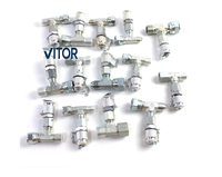 Kit hydraulique de haute qualité pour engins de construction avec 4 flexibles, 4 manomètres, 10 raccords, 3 connecteurs en T, garantie de 6 mois