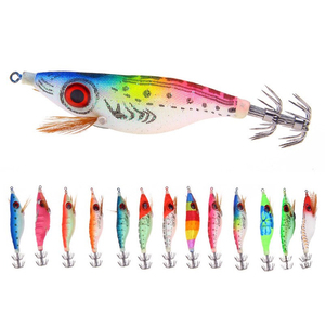 Señuelos de Pesca de Camarón Luminosos de 9.2g/10cm con Ojos 3D, Señuelos de Camarón de Madera, Señuelos Artificiales Coloridos para Pesca de Calamar - Product Image 1