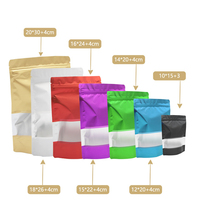 Sachets d'emballage frontaux noirs, pochettes verticales imprimées en héliogravure, sacs Mylar personnalisés avec fermeture éclair et fenêtre transparente, recyclables