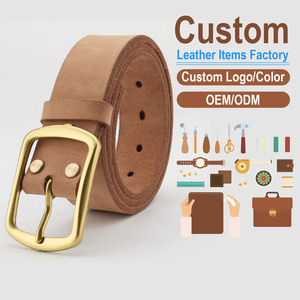 Cinturón de Cuero Genuino Personalizado, Piel de Vaca, Color Sólido, Hebilla Rectangular de Cobre, Estilo Casual, Moldeado en una Sola Pieza, Duradero - Product Image 1
