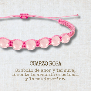 Braccialetto di quarzo rosa fatto a mano in pietra naturale regolabile e resistente filo cerato Fine stringa amuleto per le donne e gli uomini - Product Image 3