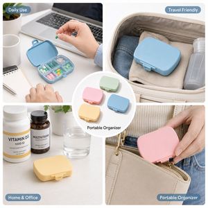 Boîte à pilules portable à 6 compartiments, organiseur de médicaments, mini étui de rangement pour vitamines de voyage, logo OEM - Product Image 3