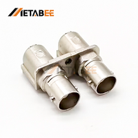 Connecteur BNC femelle double port à angle droit pour carte PCB, 75 Ohm, montage traversant, réceptacle coaxial pour communication audio et vidéo