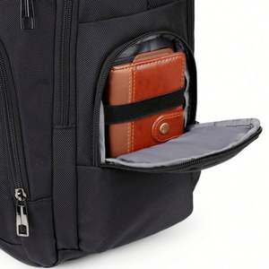 Mochila Oxford de Piel de Avestruz Multifuncional 1680D Negra Unisex, con Múltiples Bolsillos, Puerto USB, para Viajes, Portátil, Moda, Estilo Vintage, Urbana y de Negocios - Product Image 4